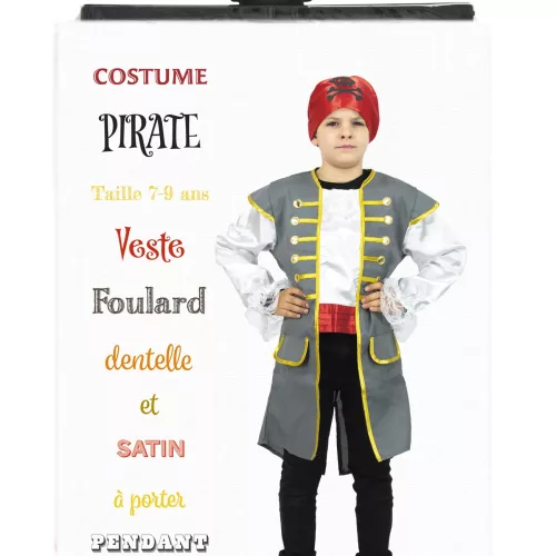 VESTE ET FOULARD PIRATE 7-9 ANS