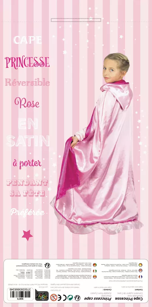 CAPE PRINCESSE REVERSIBLE ROSE ENFANT – Image 2