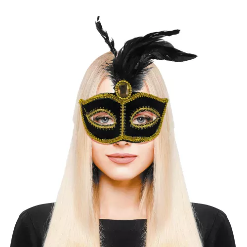 MASQUE NOIR AVEC PLUMES – Image 2