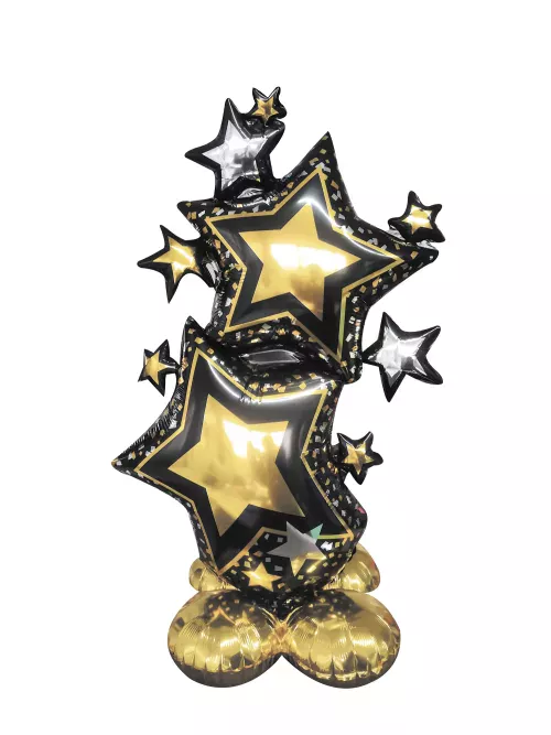 BALLON MYLAR ETOILES ET FOIL GOLD