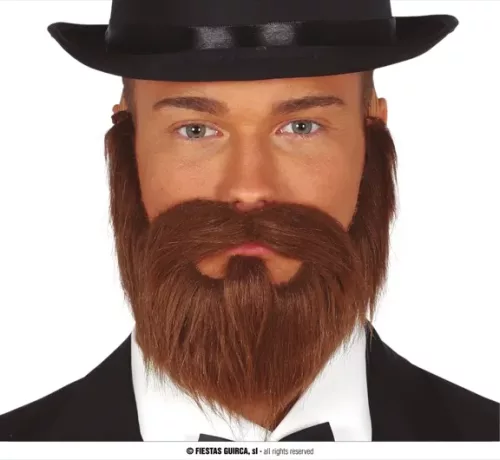 BARBE ET MOUSTACHE MARRON AVEC BANDE ÉLASTIQUE