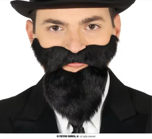 BARBE ET MOUSTACHE NOIR LONGUE ADHÉSIVE