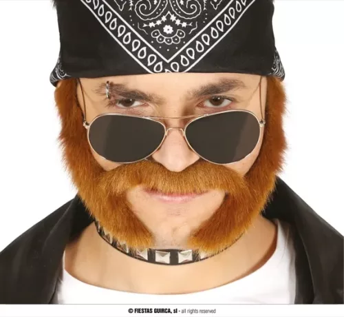 MOUSTACHE AVEC ROUFLAQUETTES MARRONS