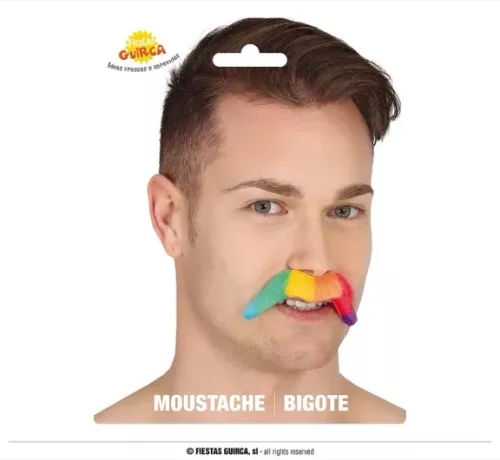 MOUSTACHE ARC-EN-CIEL 10 CMS