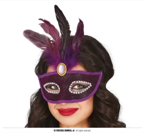LOUP NOIR AVEC PLUME LILA