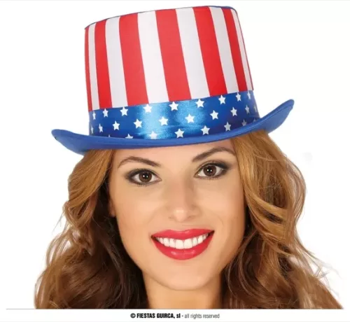CHAPEAU HAUT DE FORME DRAPEAU AMERICAIN
