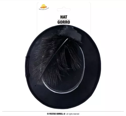 MINI CHAPEAU HAUT DE FORME  NOIR A PLUMES