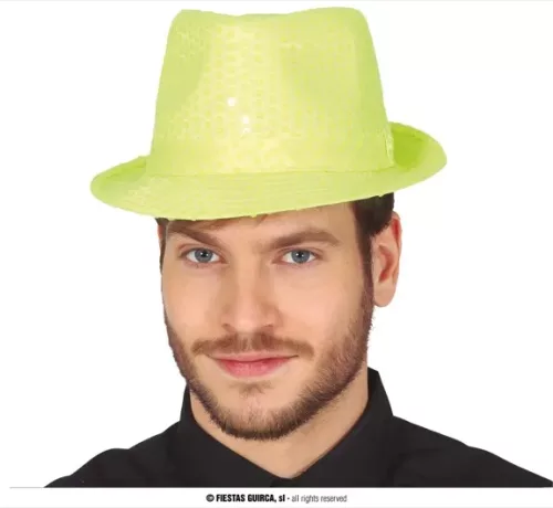 CHAPEAU BANDIT SEQUINS JAUNE FLUO