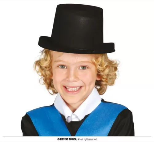 CHAPEAU HAUT DE FORME FLOQUÉ ENFANT NOIR