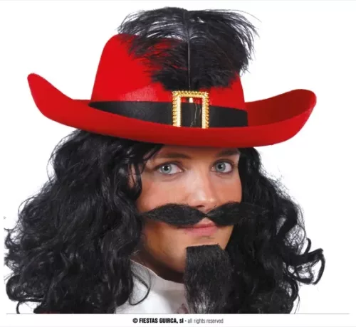 CHAPEAU MOUSQUETAIRE FEUTRE ROUGE