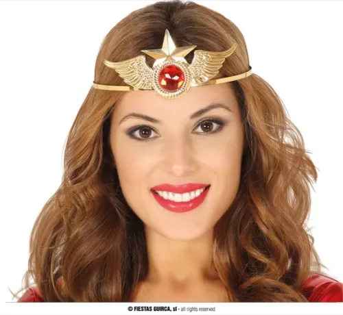 DIADEME METALLIQUE DOREE SUPER HEROINE