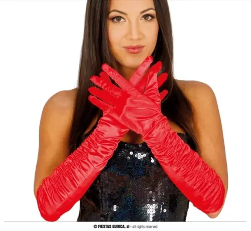 GANTS PLISSÉS ROUGES 38 CM