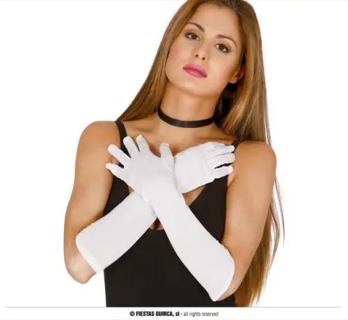 PAIRE DE GANTS BLANCS 45 CM – Image 2