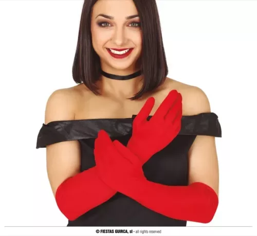 PAIRE DE GANTS ROUGES 45 CM – Image 2