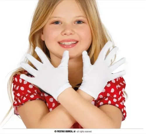 PAIRE DE GANTS BLANCS ENFANT 18 cm