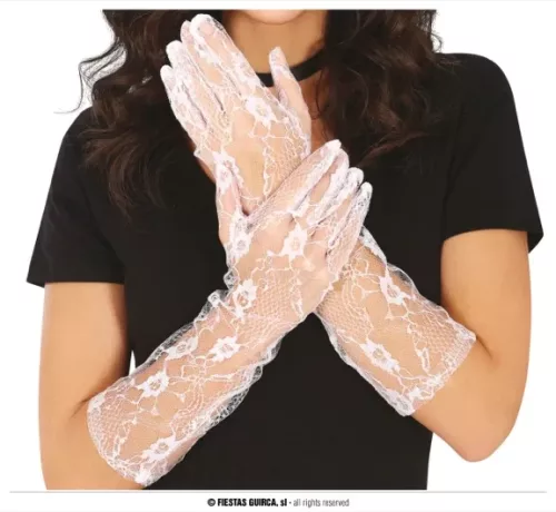 PAIRE DE GANTS DENTELLE BLANCHE 38 CMS