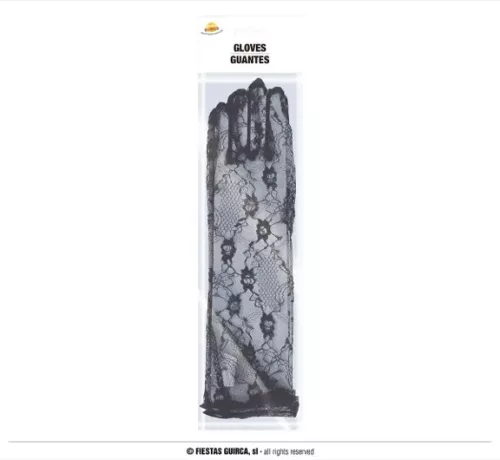 PAIRE DE GANTS DENTELLE NOIRE 38 CMS
