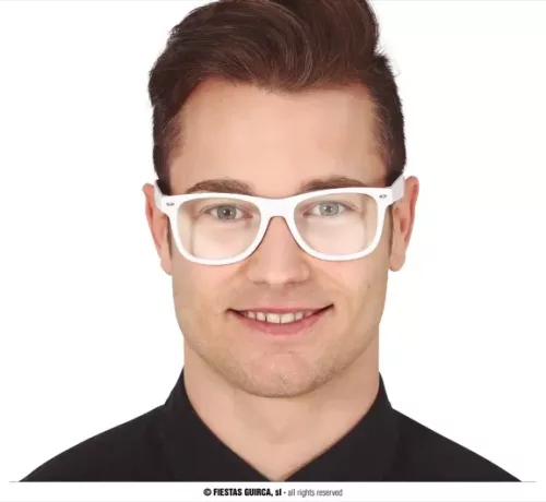 LUNETTES BLANCHES AVEC VERRES TRANSPARENTS – Image 2
