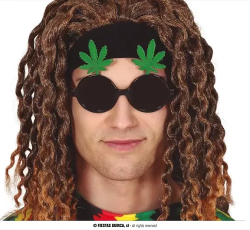 LUNETTES NOIRES AVEC FEUILLES DE MARIHUANA – Image 2