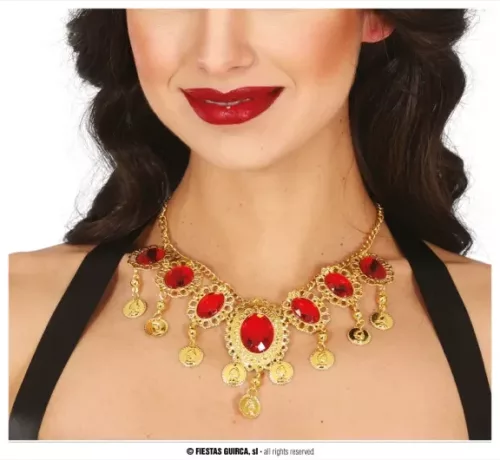 COLLIER RUBIS ROUGES, MÉTALIQUE