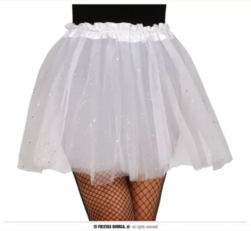 TUTU A PAILLETTES, BLANC, 40 CMS