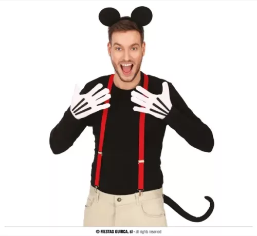 SET SOURIS : DIADÈME, GUANTS, QUEUE ET BRETELLES