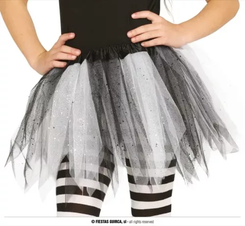 TUTU ENFANT BLANC-NOIR BRILLANT 30 CMS