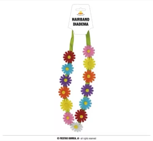 DIADÈME/RUBAN AVEC FLEURS MULTICOULEURS