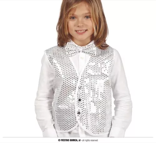 GILET A SEQUINS EN ARGENT ENFANT