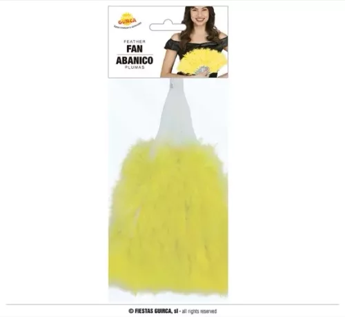 ÉVENTAIL À PLUMES JAUNES 16 BRINS