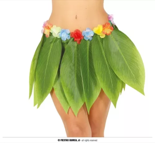 JUPE HAWAIENNE AVEC FEUILLE 38CMS – Image 2