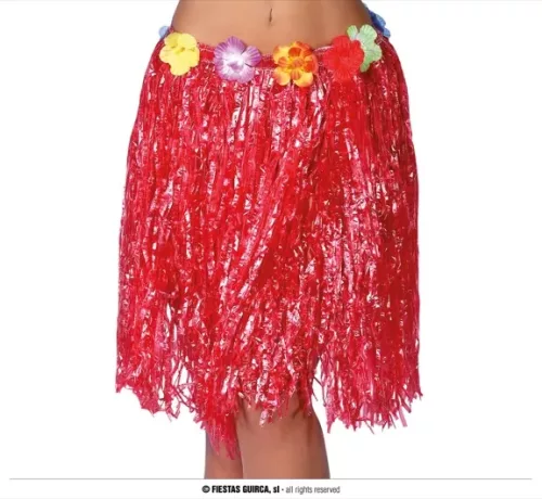 JUPE HAWAIENNE FLEURS 50 CMS ROUGE