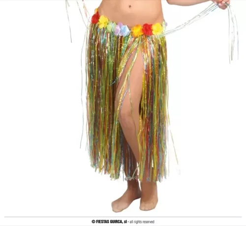 JUPE HAWAIENNE FLEURS 75 CMS MULTICOULEUR