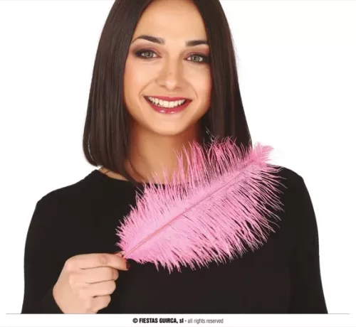 SAC 12 PLUME AUTRUCHE ROSE 30 CMS