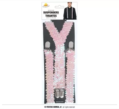 BRETELLES A SEQUINS ROSE ADULTE