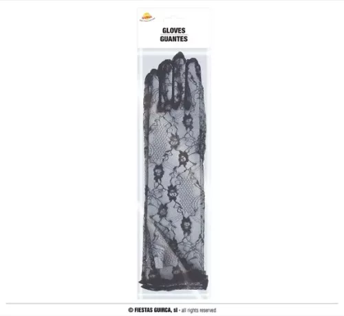 GANTS EN DENTELLE NOIR 22 CM