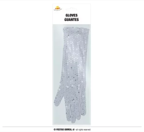 GANTS A SEQUINS BLANCS 40CM H.Q