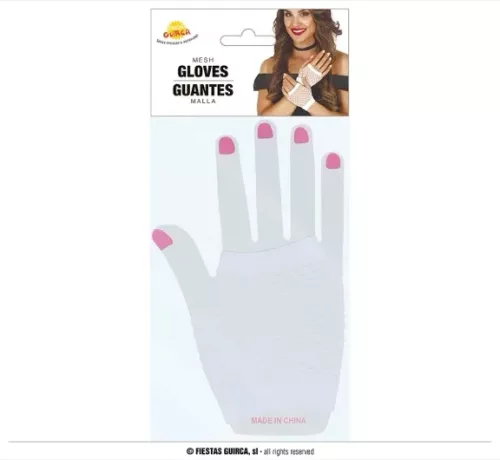 GANTS EN RÉSILLE BLANC 11CM