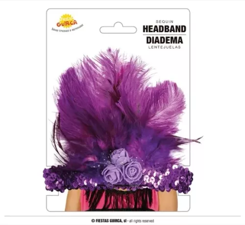 BANDEAU À SEQUINS FUSCIA AVEC PLUMES