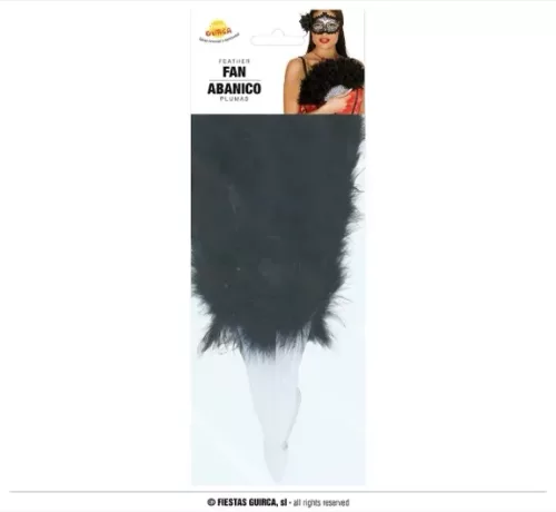 ÉVENTAIL PLUMES NOIR 16 BRINS
