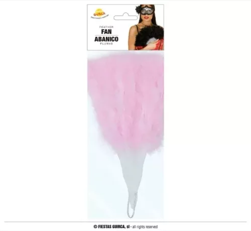 ÉVENTAIL PLUMES ROSE 16 BRINS