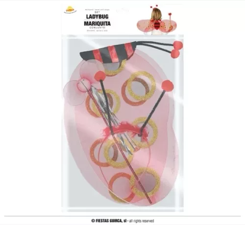 AILES COCCINELLE 78X26 CM AVEC DIADÈME ET BAGUETTE