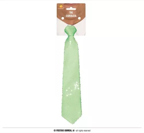 CRAVATE 38 CMS PAILLETTES VERT FLUO