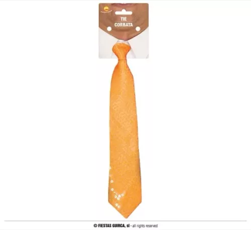 CRAVATE 38 CMS PAILLETTES ORANGE FLUO