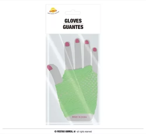 GANTS EN MAILLE VERT FLUO 11 CM