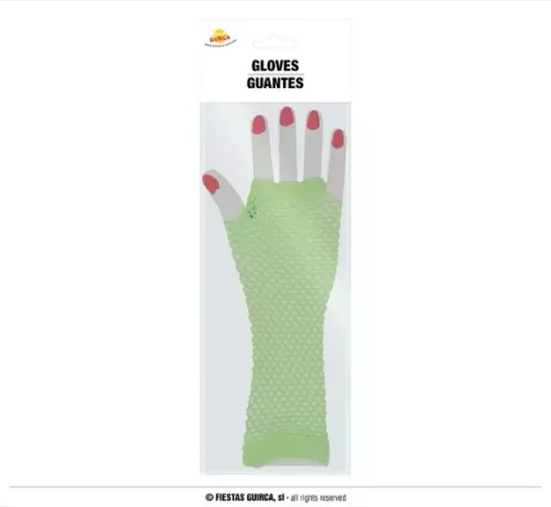 GANTS EN MAILLE VERT FLUO 26 CM