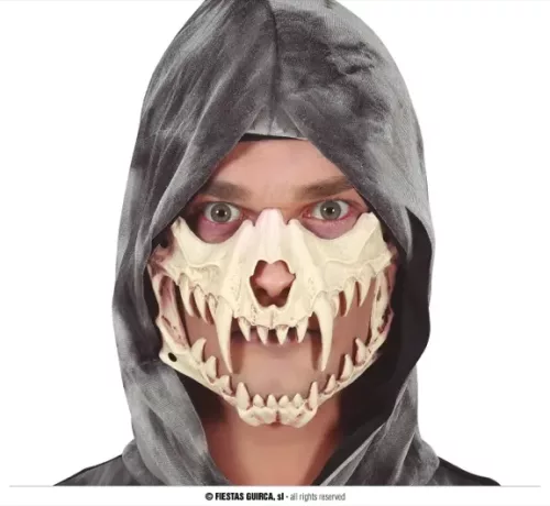 DEMI-MASQUE DE TÊTE DE MORT AVEC DENTS, EN PVC