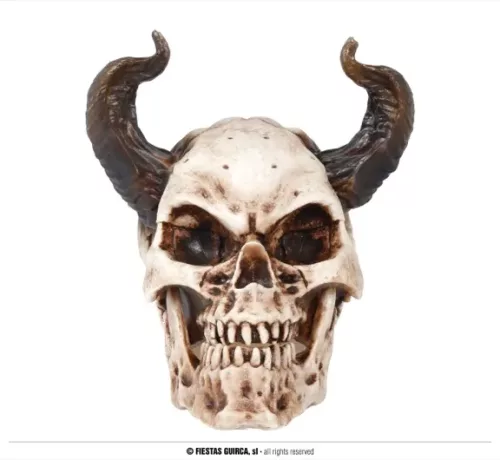 TÊTE DE MORT AVEC CORNES 20 CMS