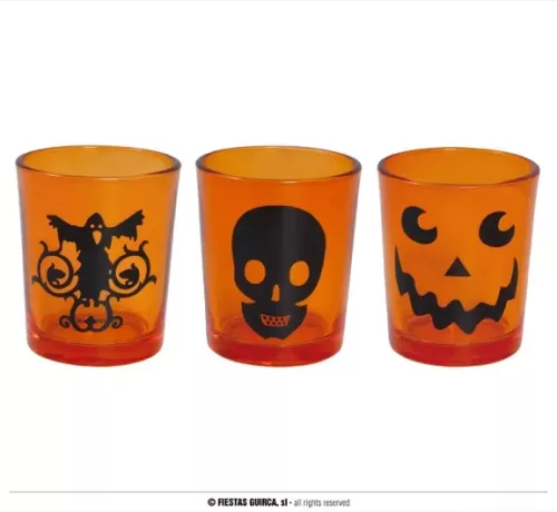 PACK 3 PETIT VERRE HALLOWEEN 6.5X5 CMS