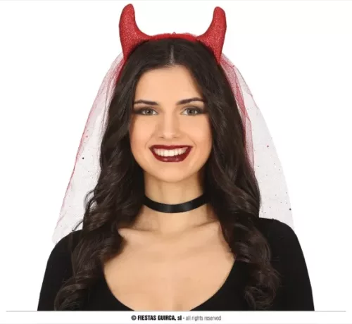 SERRE TÊTE DE SORCIÈRE NOIRE AVEC VOILE